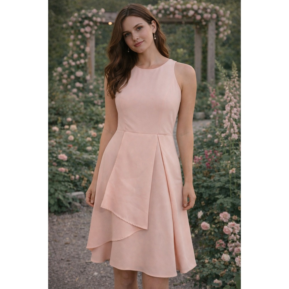 Adelyn Rae Dress Women Small Powder Pink Asymmetric Ruffle Hem Feminine Coquette